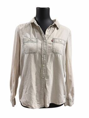 Y2K Vintage Red Tag Levi's Light Wash Chambray Button Down Wmn's Shirt Size Med